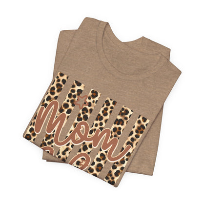 Mom Life Leopard Stripe Tee — "Mom Life" Graphic T-Shirt
