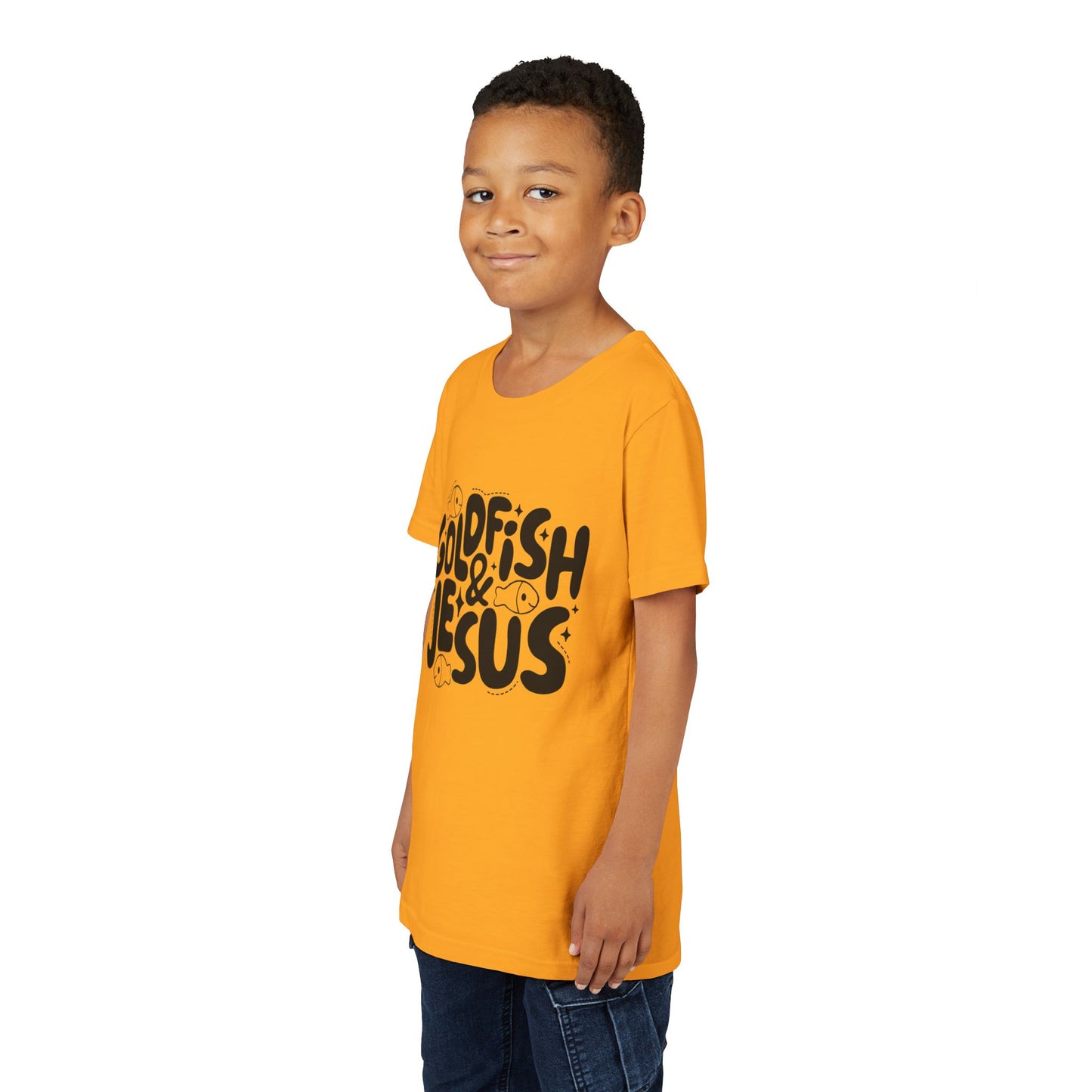 Youth Tee — 'Goldfish & Jesus' Cute Christian Kid T‑Shirt