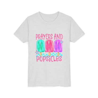 Youth Tee — "Prayers and Popsicles" Colorful Popsicle Faith Graphic