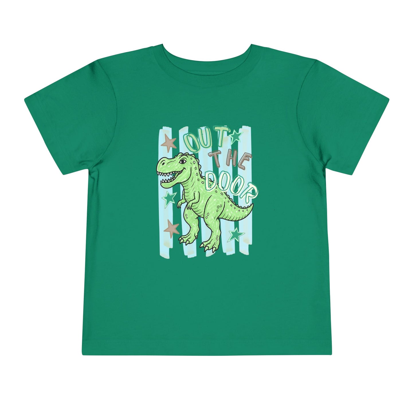 Toddler Tee - "Out the Door" Green Dino Graphic