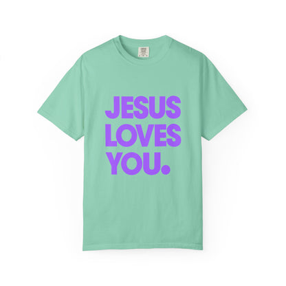 Jesus Loves You T-Shirt — Bold Purple Faith Tee
